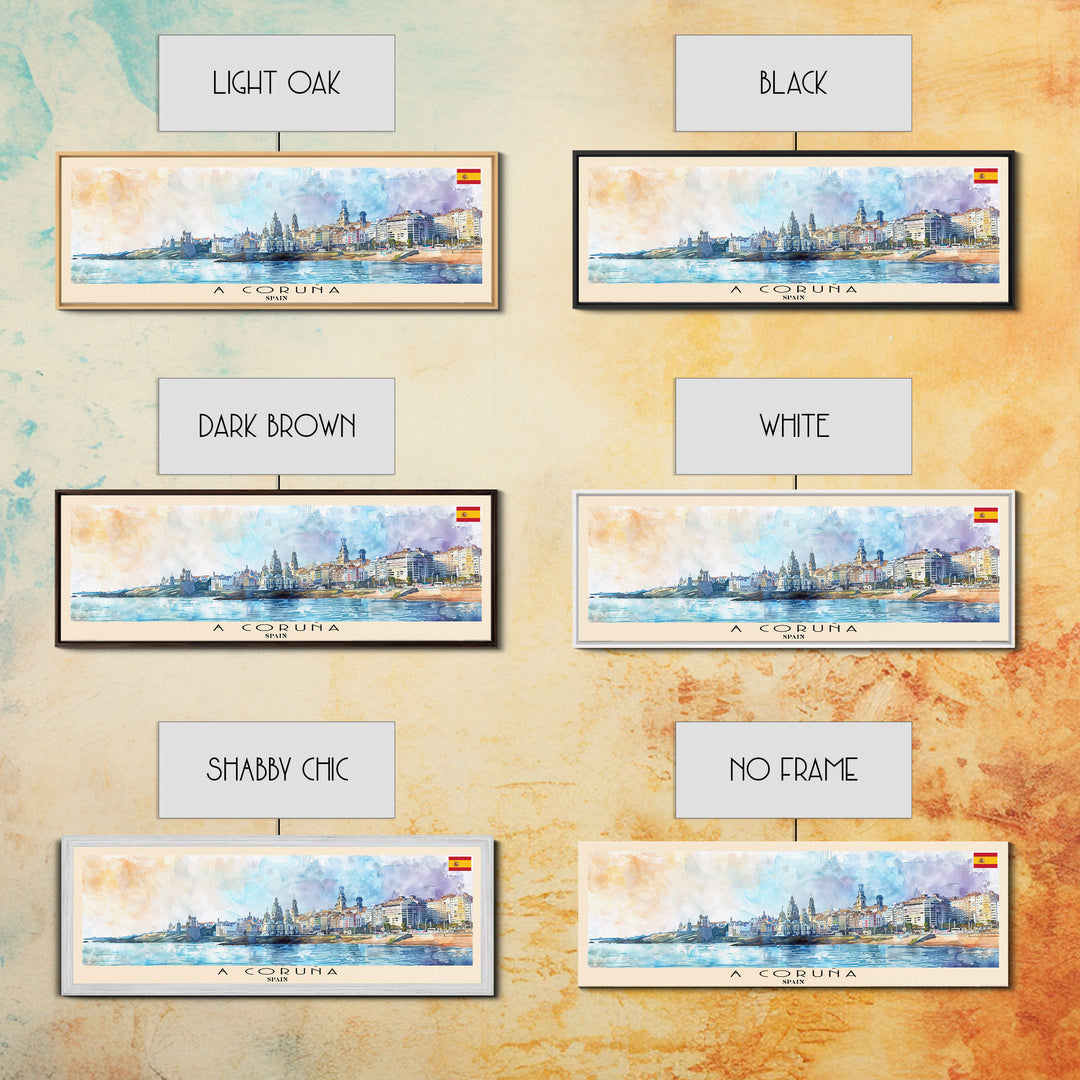 A Coruńa Spain Travel Art, City Art, Framed Canvas Print or Metal Wall Art, Europe Travel Poster, Panoramic Wall Art, Extra Wide Wall Art