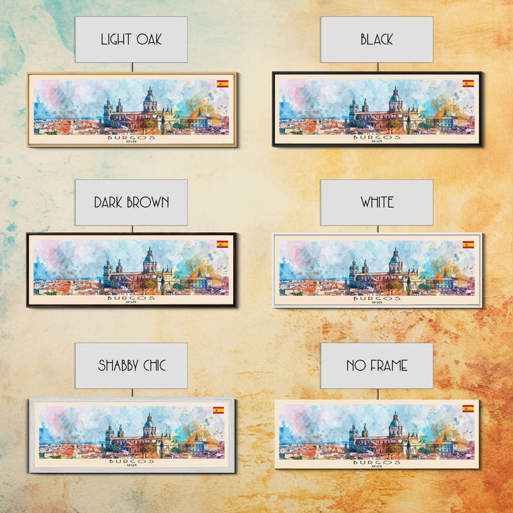 Burgos Spain Wall Art, Panoramic Travel Poster, Panoramic Framed Canvas Print, City Wall Art, Wall Hanging Home Decor, Travel Art