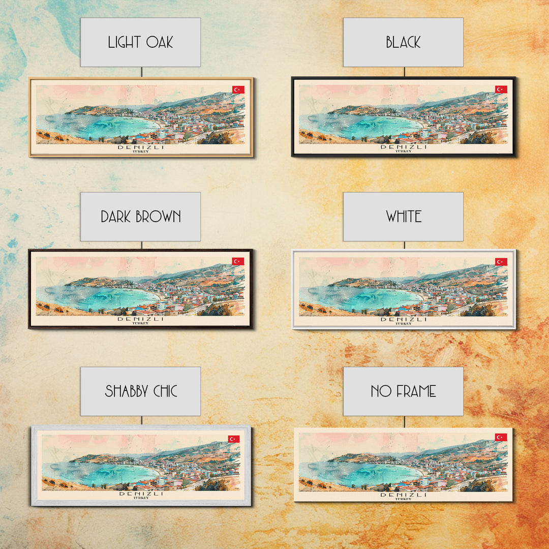 Denizli Turkey Wall Art, Panoramic Travel Poster, Panoramic Framed Canvas Print, City Wall Art, Wall Hanging Home Decor, Travel Art