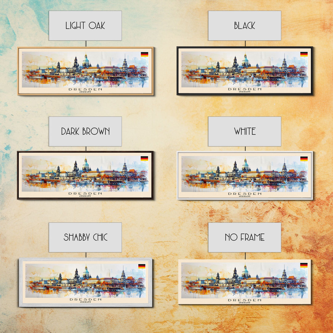 Dresde Germany Travel Art, City Art, Framed Canvas Print or Metal Wall Art, Europe Travel Poster, Panoramic Wall Art, Extra Wide Wall Art