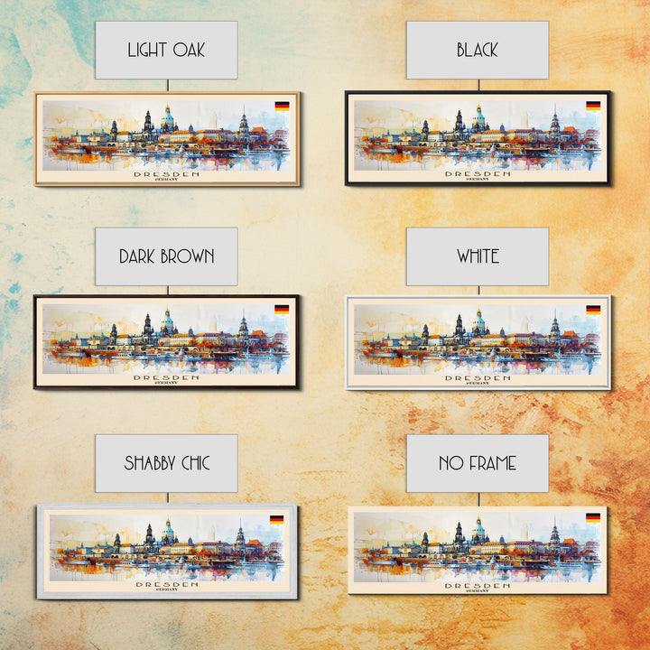 Dresde Germany Travel Art, City Art, Framed Canvas Print or Metal Wall Art, Europe Travel Poster, Panoramic Wall Art, Extra Wide Wall Art
