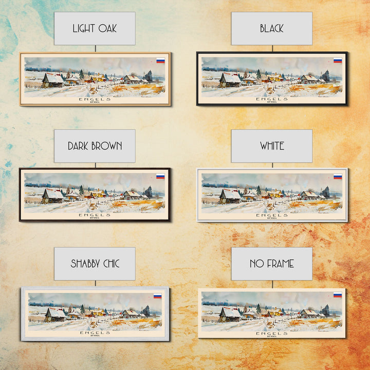 Engels Russia Panoramic Travel Poster, Framed Canvas Print or Metal Wall Art, Travel Art, Home Decor, Panoramic Painting, Midcentury Art