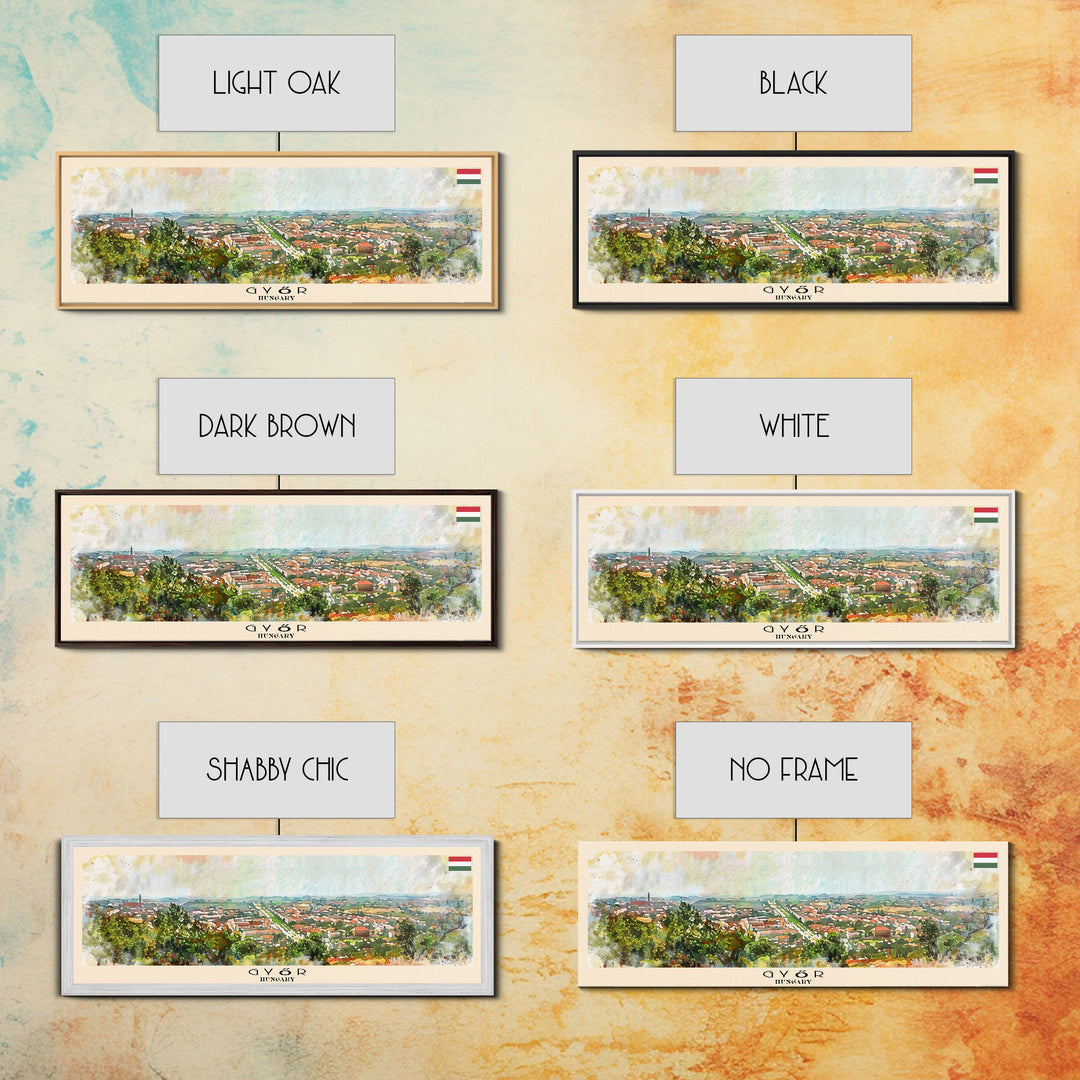 Gyor Hungary Wall Art, Panoramic Travel Poster, Panoramic Framed Canvas Print, City Wall Art, Wall Hanging Home Decor, Travel Art