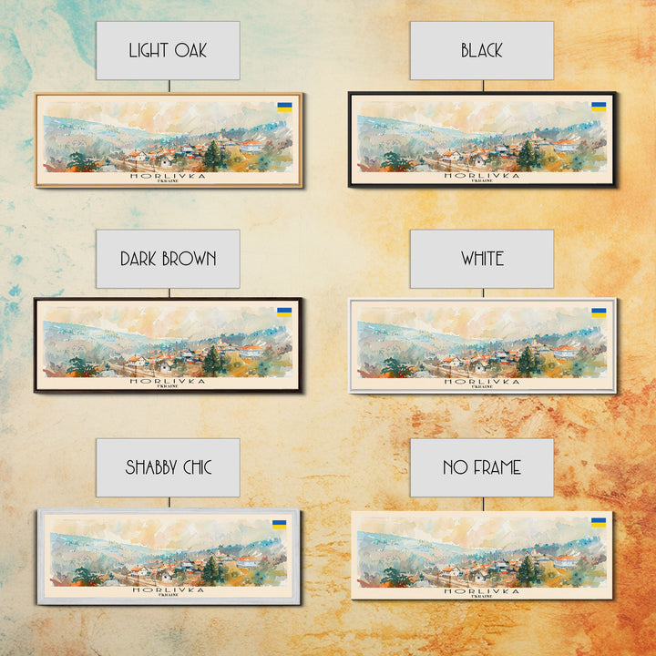 Horlivka Ukraine Wall Art, Panoramic Travel Poster, Panoramic Framed Canvas Print, City Wall Art, Wall Hanging Home Decor, Travel Art