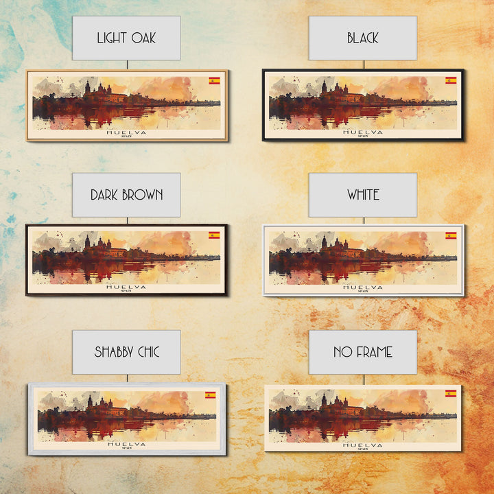 Huelva Spain Panoramic Travel Poster, Framed Canvas Print or Metal Wall Art, Travel Art, Home Decor, Panoramic Painting, Midcentury Art