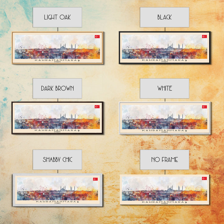 Kahramanmaras Turkey Panoramic Travel Poster, Framed Canvas Print or Metal Wall Art, Travel Art, Home Decor, Panoramic Painting, Midcentury Art