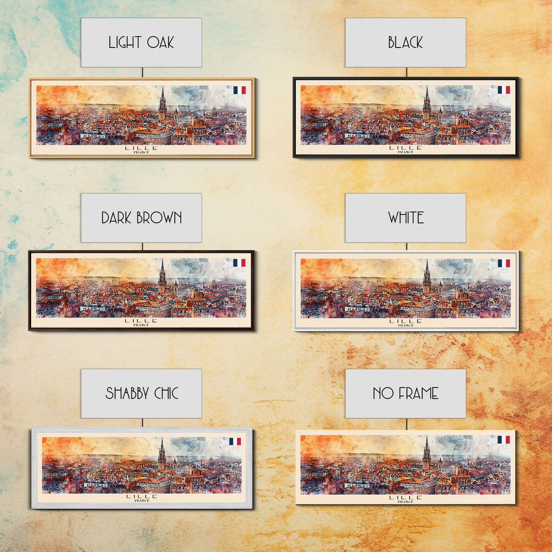 Lille France Wall Art, Panoramic Travel Poster, Panoramic Framed Canvas Print, City Wall Art, Wall Hanging Home Decor, Travel Art