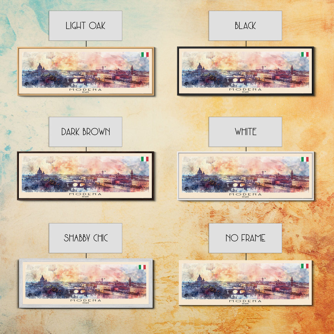 Modena Italy Travel Print Wall Art, Panoramic City Art, Travel Art, Wall Decor, Vacation Gift, Framed Canvas Print Or Metal Art