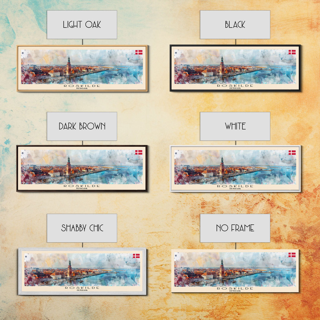 Roskilde Denmark Travel Art, City Art, Framed Canvas Print or Metal Wall Art, Europe Travel Poster, Panoramic Wall Art, Extra Wide Wall Art