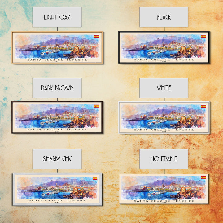 Santa Cruz Tenerife Spain Wall Art, Panoramic Travel Poster, Panoramic Framed Canvas Print, City Wall Art, Wall Hanging Home Decor, Travel Art