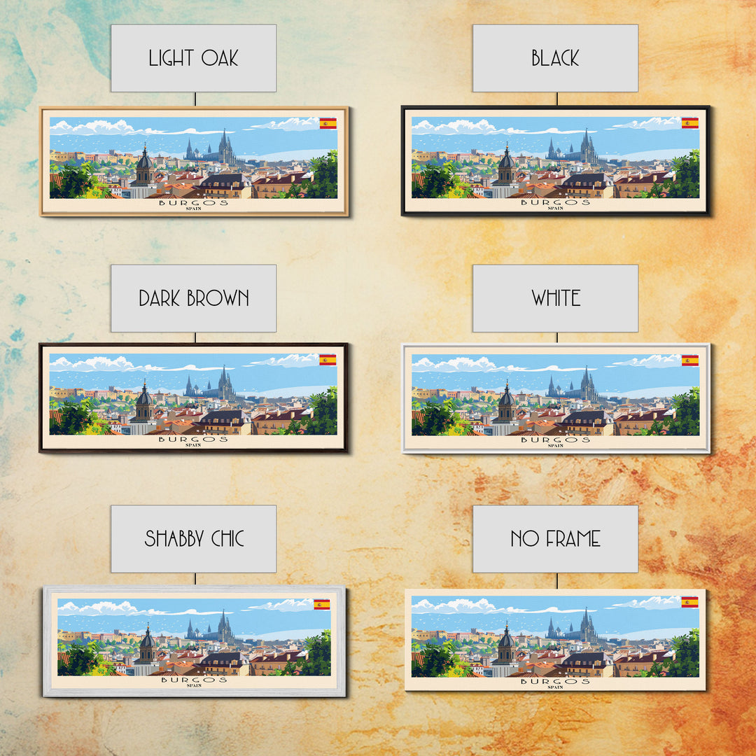 Burgos Spain Wall Art, Panoramic Travel Poster, Panoramic Framed Canvas Print, City Wall Art, Wall Hanging Home Decor, Travel Art