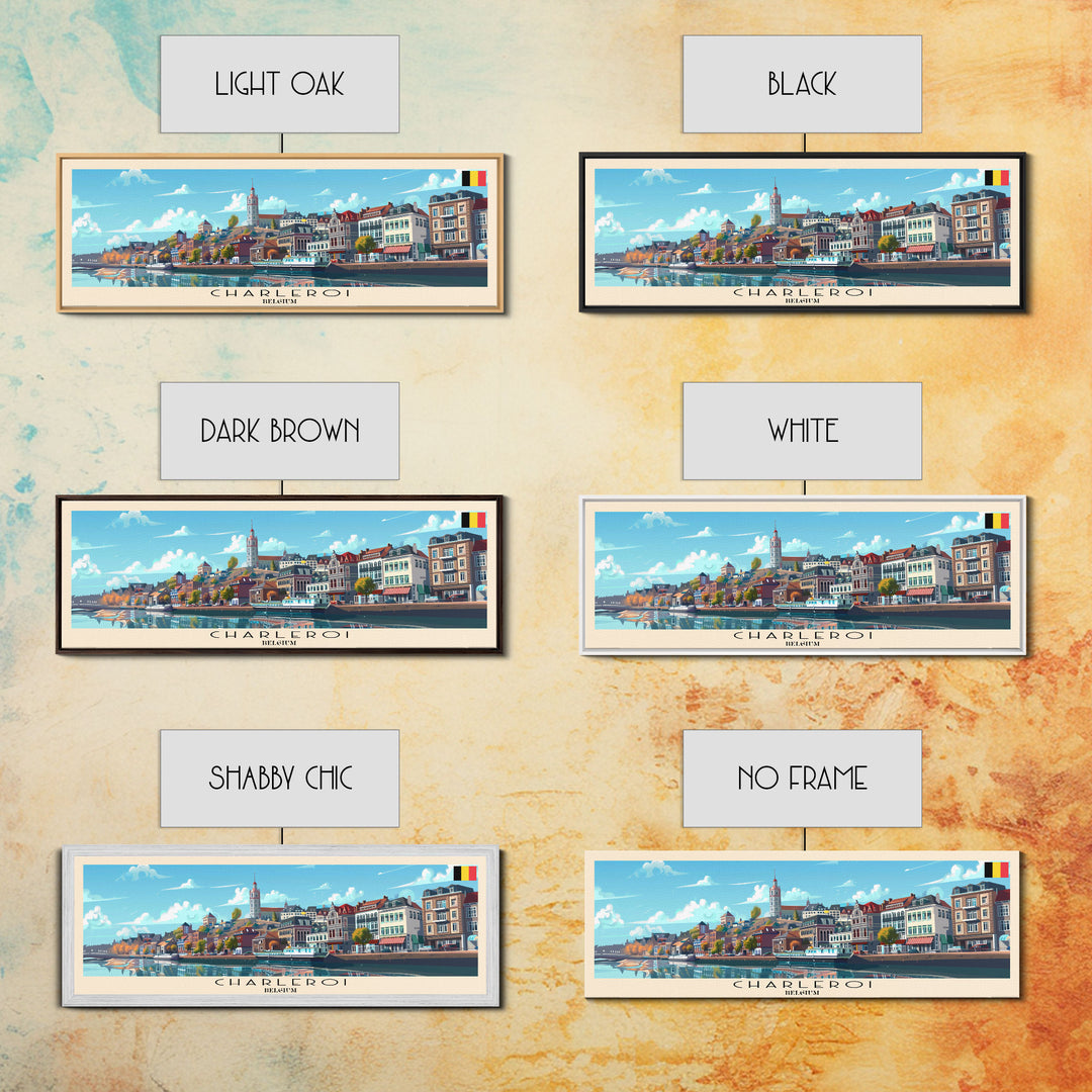 Charleroi Belgium Travel Print Wall Art, Panoramic City Art, Travel Art, Wall Decor, Vacation Gift, Framed Canvas Print Or Metal Art