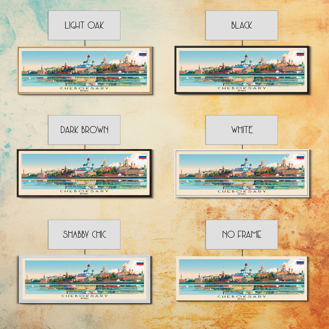 Cheboksary Russia Travel Art, City Art, Framed Canvas Print or Metal Wall Art, Europe Travel Poster, Panoramic Wall Art, Extra Wide Wall Art