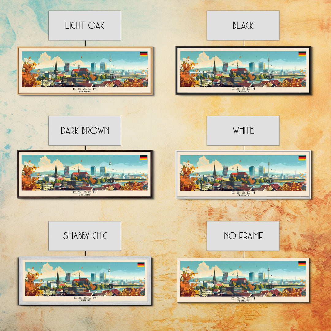 Essen Germany Travel Print Wall Art, Panoramic City Art, Travel Art, Wall Decor, Vacation Gift, Framed Canvas Print Or Metal Art