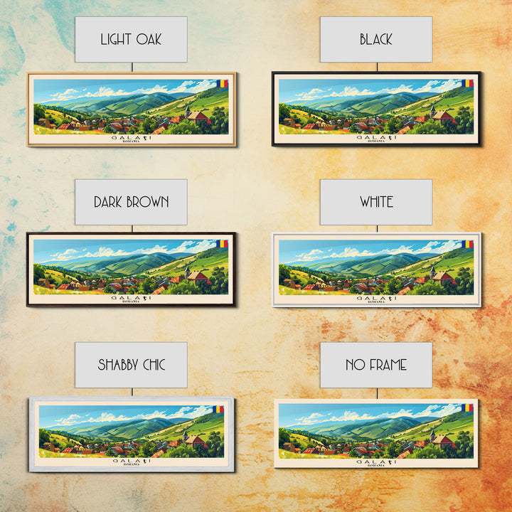 Galati Romania Travel Art, City Art, Framed Canvas Print or Metal Wall Art, Europe Travel Poster, Panoramic Wall Art, Extra Wide Wall Art