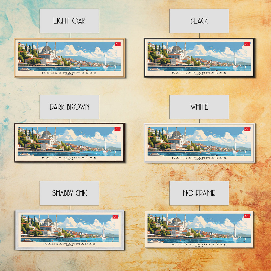 Kahramanmaras Turkey Panoramic Travel Poster, Framed Canvas Print or Metal Wall Art, Travel Art, Home Decor, Panoramic Painting, Midcentury Art