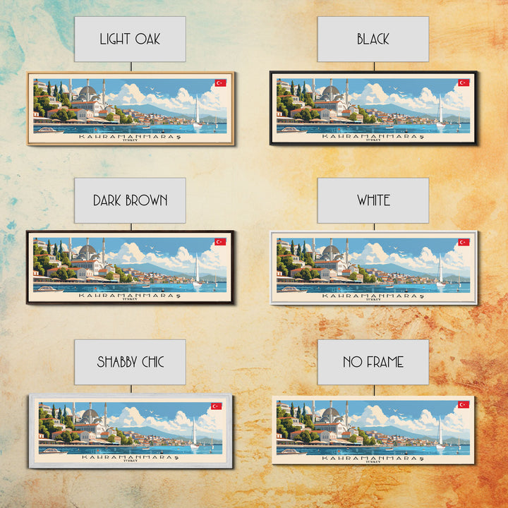 Kahramanmaras Turkey Panoramic Travel Poster, Framed Canvas Print or Metal Wall Art, Travel Art, Home Decor, Panoramic Painting, Midcentury Art