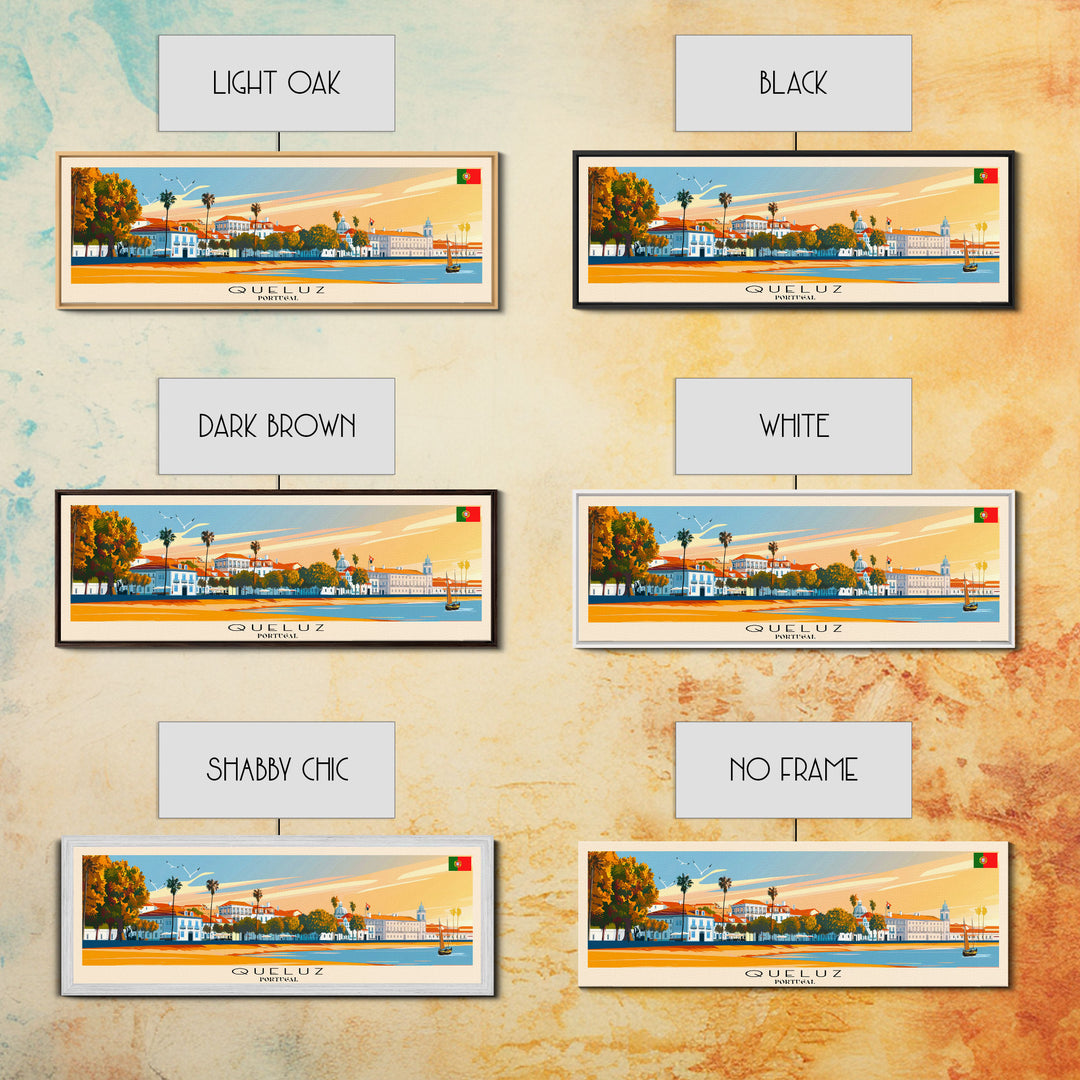 Queluz Portugal Wall Art, Panoramic Travel Poster, Panoramic Framed Canvas Print, City Wall Art, Wall Hanging Home Decor, Travel Art