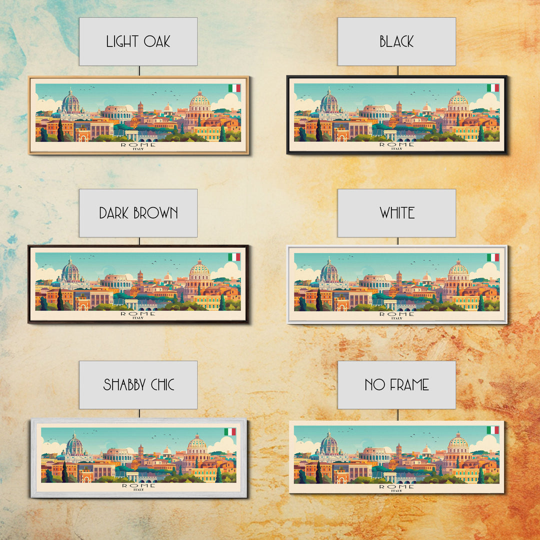Rome Italy Travel Print Wall Art, Panoramic City Art, Travel Art, Wall Decor, Vacation Gift, Framed Canvas Print Or Metal Art