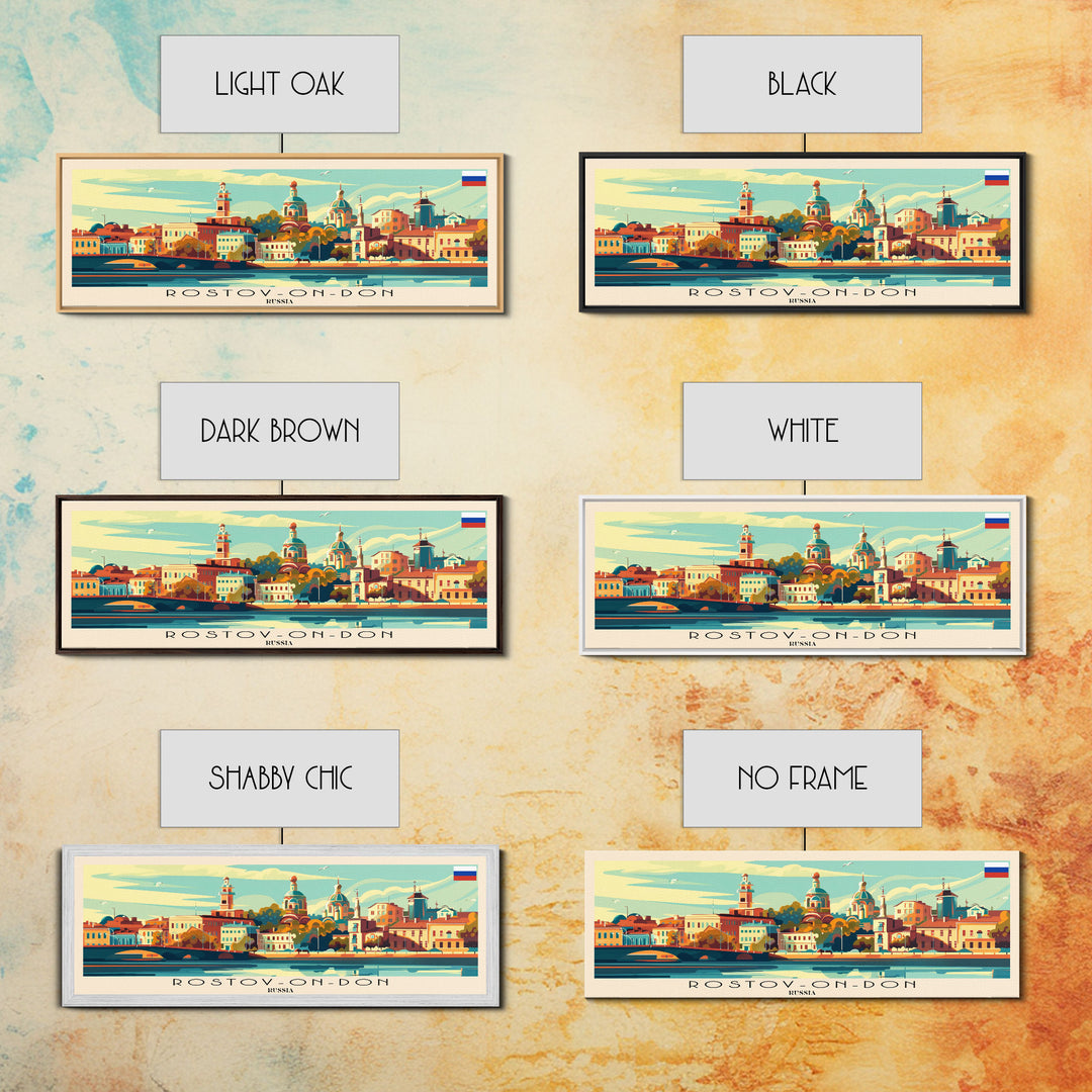 Rostov on Don Russia Panoramic Travel Poster, Framed Canvas Print or Metal Wall Art, Travel Art, Home Decor, Panoramic Painting, Midcentury Art