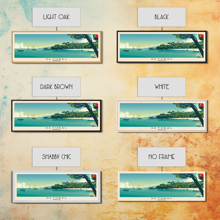 Setbal Portugal Travel Print Wall Art, Panoramic City Art, Travel Art, Wall Decor, Vacation Gift, Framed Canvas Print Or Metal Art