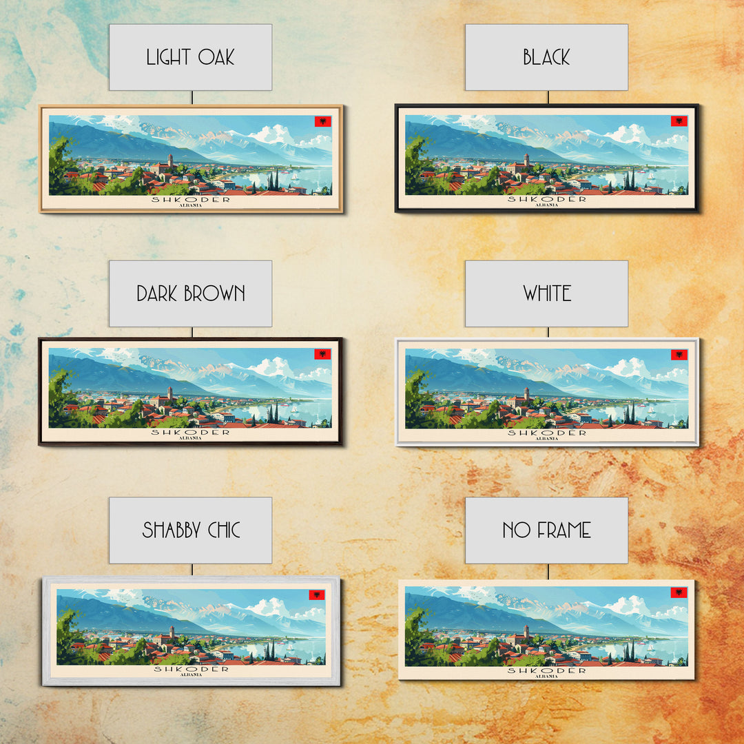 Shkodr Albania Travel Print Wall Art, Panoramic City Art, Travel Art, Wall Decor, Vacation Gift, Framed Canvas Print Or Metal Art