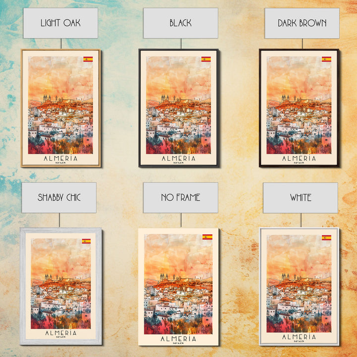 Almeria Spain Beachside City Travel Poster Art, Framed Canvas Print, Vibrant Wall Art for Living Room, Bedroom Decor, Home Decoration