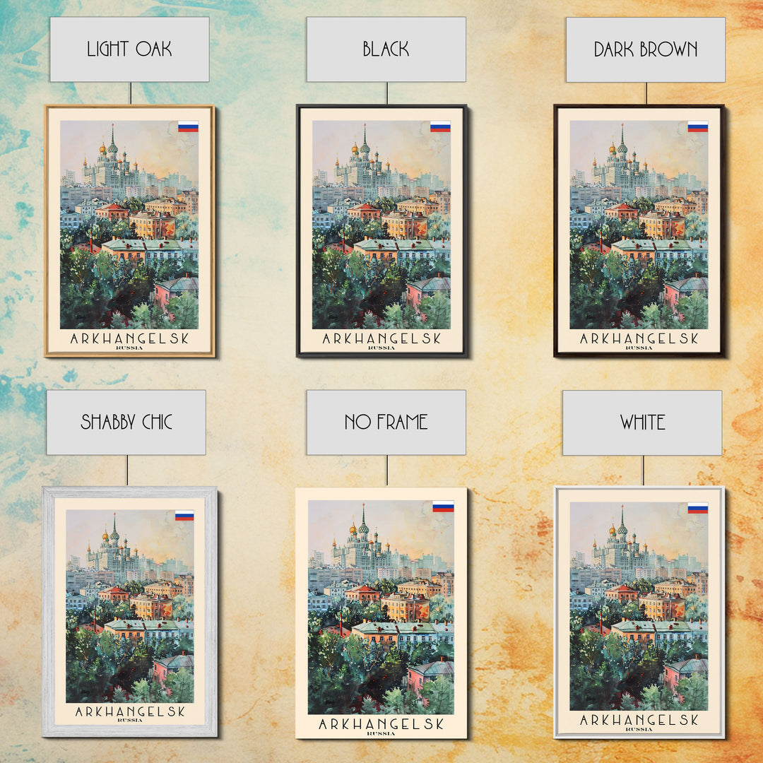 Majestic Arkhangelsk View, Framed Canvas Print, Perfect for Living Room Art, Travel Poster, Boho Home Decor, Watercolor Art
