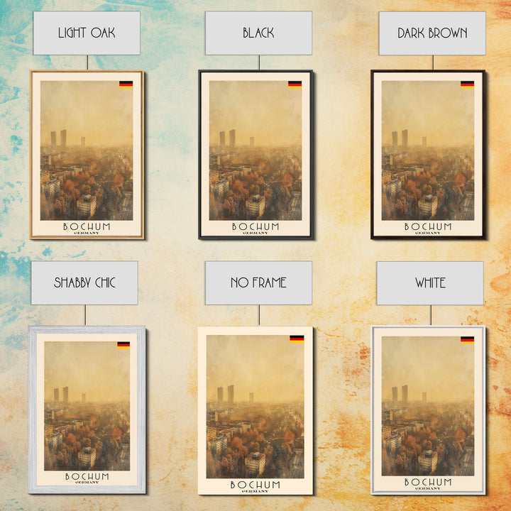 Bochum Germany Travel Poster Framed Canvas Print, Wall Art, Home Decor, Travel Print, Autumn Scene, Modern Art, Original Art