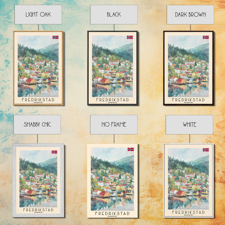 Fredrikstad Norway Picturesque Watercolor Framed Canvas Print, Enchanting Travel Poster Art for Living Room and Bedroom Decor