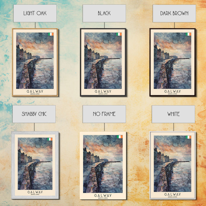 Galway, Ireland Travel Poster Art, Framed Canvas Print for Living Room or Bedroom, Coastal Wall Art, Home Decoration