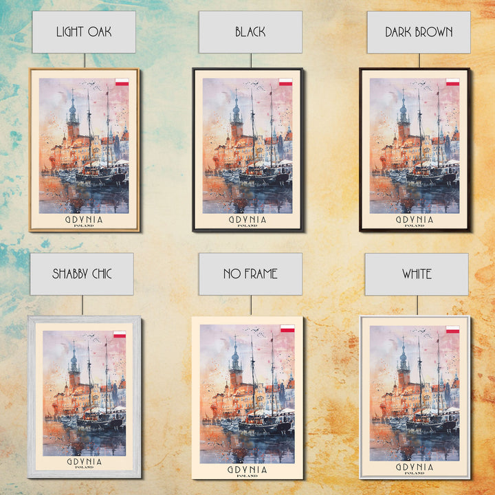 Gdynia, Poland Travel Poster Art, Framed Canvas Print for Living Room or Bedroom, Scenic Harbor Wall Art, Home Decoration