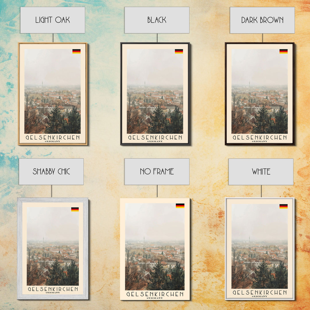 Gelsenkirchen, Germany Travel Poster Art, Framed Canvas Print for Living Room or Bedroom, Urban Wall Art, Home Decoration