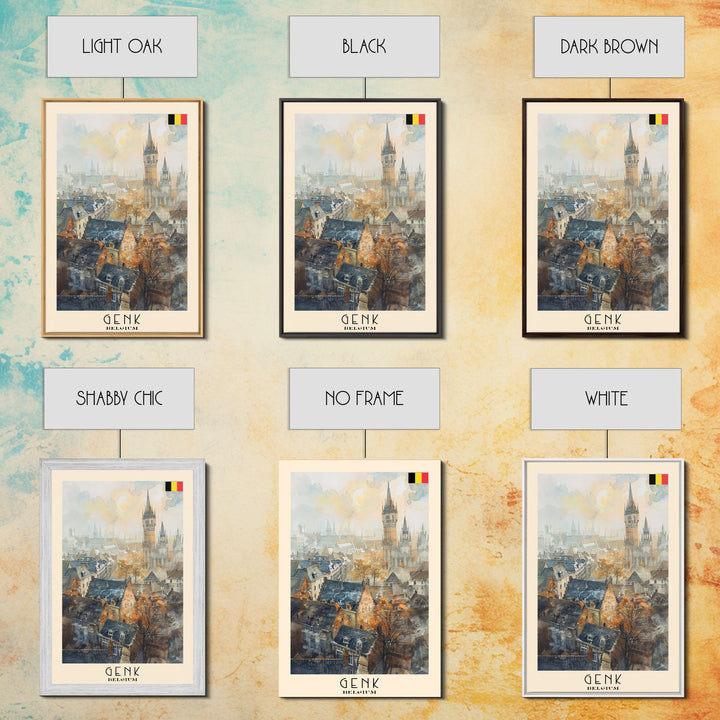 Genk, Belgium Travel Poster Art, Framed Canvas Print for Living Room or Bedroom, Historic Wall Art, Home Decoration