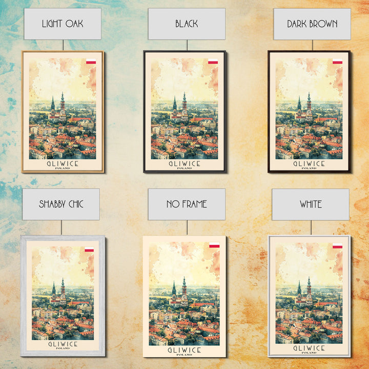 Gliwice Poland Cityscape Art, Framed Canvas Print, Bedroom Wall Art, Travel Poster Art, Wall Decoration, Polish Art