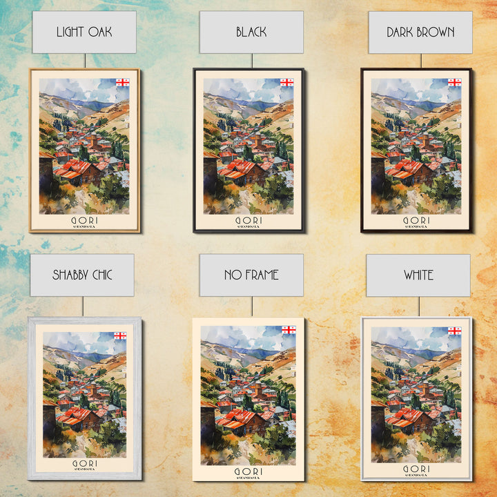 Gori Georgia Cityscape Art, Framed Canvas Print, Bedroom Wall Art, Travel Poster Art, Unique Home Decor