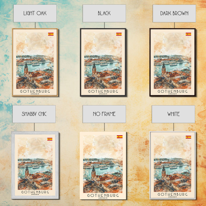 Gothenburg Sweden Harbor View Art, Framed Canvas Print, Living Room Wall Art, Travel Poster, Home Decoration