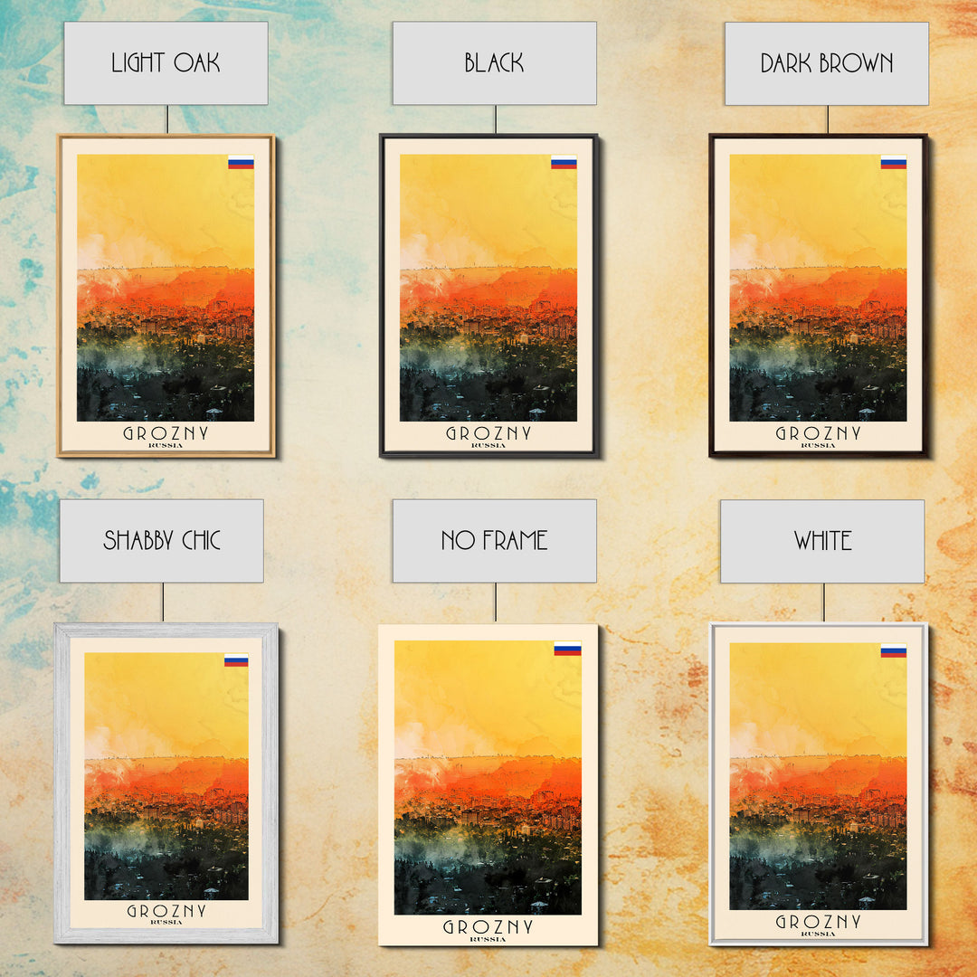 Grozny Russia City View Art, Framed Canvas Print, Bedroom Wall Art, Travel Poster Art, Unique Home Decor, Russian Wall Art