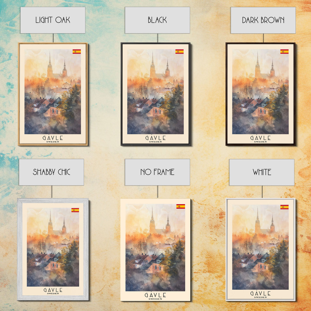 Gävle Sweden Scenic View Art, Framed Canvas Print, Living Room Wall Art, Travel Poster, Home Decor, Swedish Wall Art