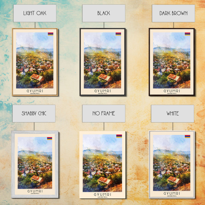 Gyumri Armenia Scenic City View Art, Framed Canvas Print, Living Room Wall Art, Travel Poster, Home Decor, Armenian Wall Art