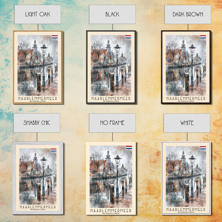 Haarlem Netherlands Historic City Art, Framed Canvas Print, Living Room Wall Art, Travel Poster, Home Decor, Dutch Wall Art