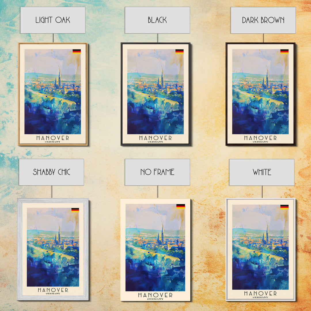 Hanover Germany Cityscape Framed Canvas Print, Wall Art for Living Room Decor, Office Art, Home Decor, Skyline Poster Art, Travel Poster Art