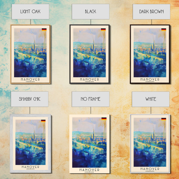 Hanover Germany Cityscape Framed Canvas Print, Wall Art for Living Room Decor, Office Art, Home Decor, Skyline Poster Art, Travel Poster Art