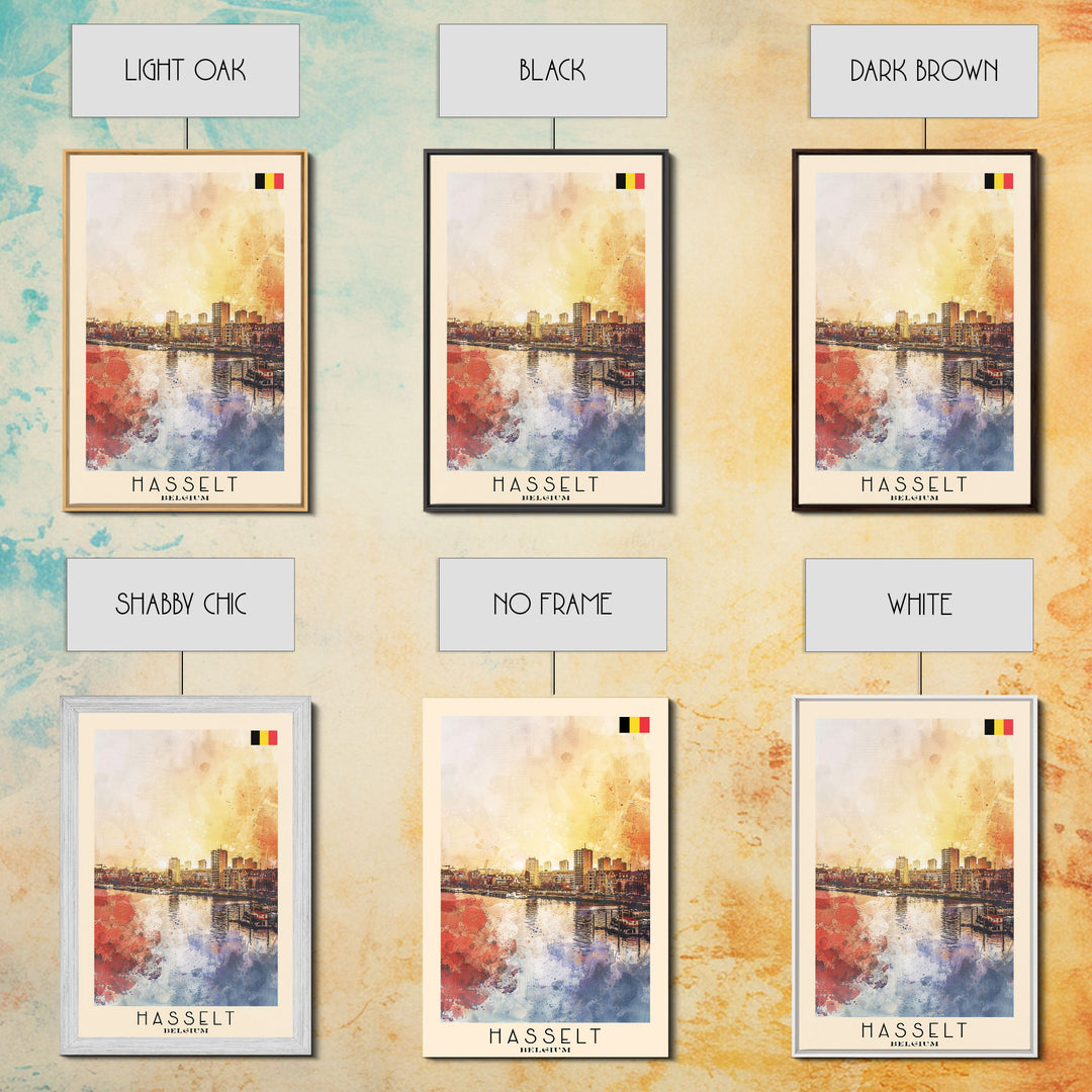 Hasselt Belgium Urban Cityscape Art, Framed Canvas Wall Art, Living Room Decor, Modern Home Decor, City Poster Art Print, Travel Poster Art