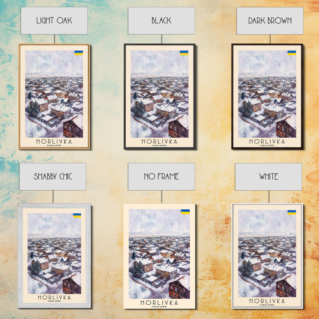 Horlivka Ukraine Winter Town Art, Framed Canvas Wall Art, Home Decor, Living Room Decor, Snowy Landscape Poster, Wall Art, Travel Poster Art