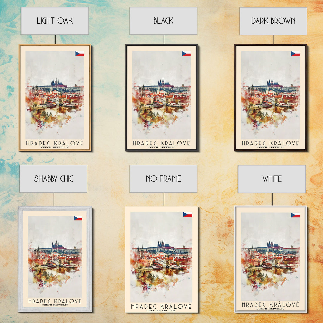 Hradec Krįlové Czech Republic Cityscape Art, Framed Canvas Wall Art, Home Decor, Living Room Decor, Historic Poster, Wall Art, Travel Poster Art