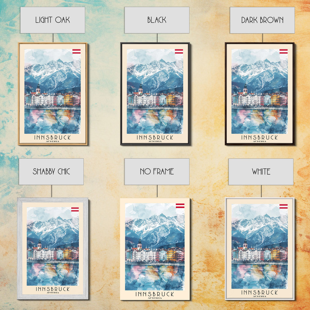 Innsbruck Austria Alpine Town Art Print, Colorful Canvas Print for Home Decor, Travel Poster for Living Room Wall Art, Austrian Mountain View