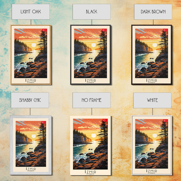 Izmir Turkey Scenic Coastal View, Framed Canvas Print, Travel Poster, Living Room Wall Art, Cityscape Decor, Nautical Art, Modern Home Decoration