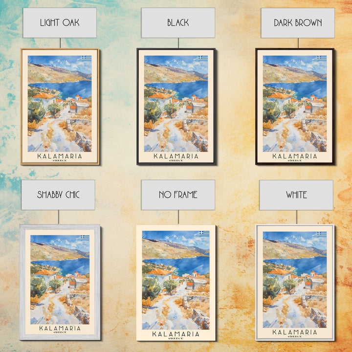 Kalamaria Greece Coastal View, Framed Canvas Print, Travel Poster, Nautical Wall Art, Living Room Decor, Greek Cityscape, Seaside Home Decoration