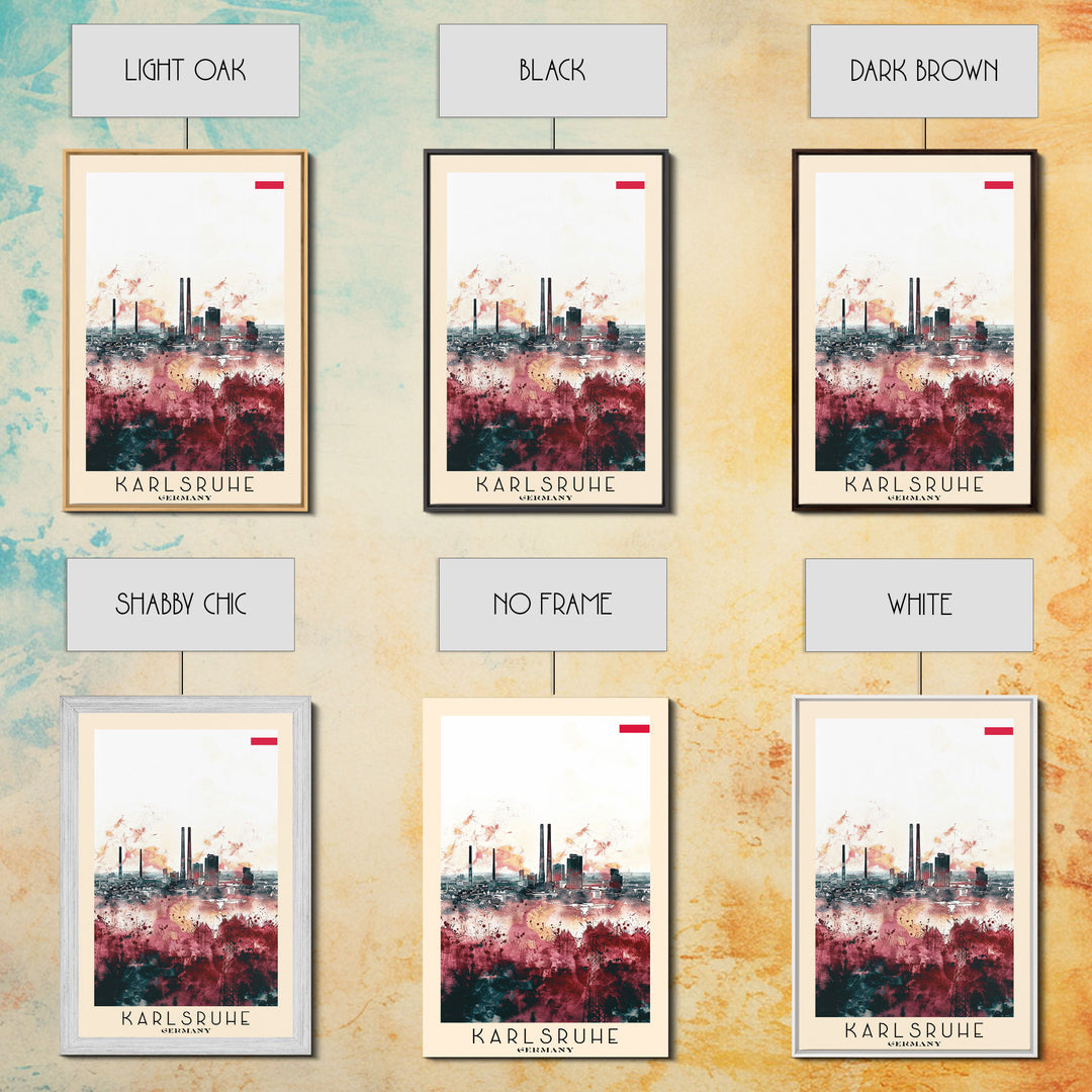 Karlsruhe Germany Urban Landscape, Framed Canvas Print, Travel Poster, Wall Art, Office Decor, Cityscape Art, Modern Home Decoration, German City